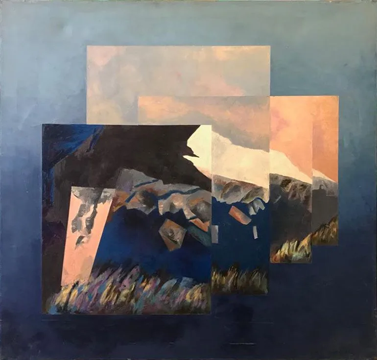 Paisaje azul en sombras, pintura de Vera Eisenberg